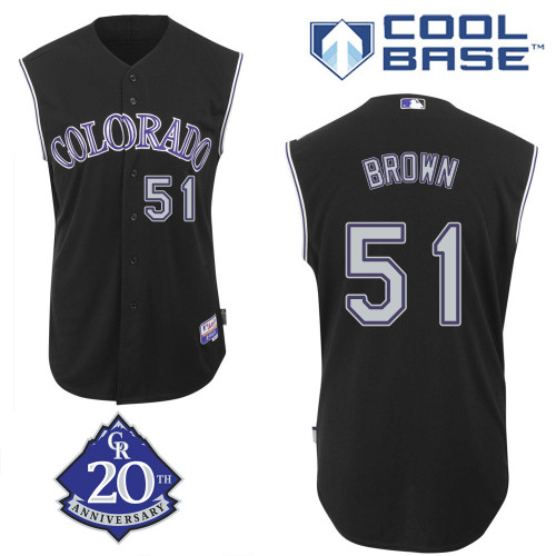 Brooks Brown #51 Youth Baseball Jersey-Colorado Rockies Authentic Alternate 2 Black MLB Jersey